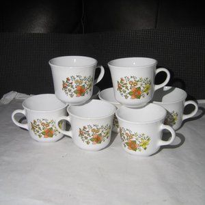 8 Corning Ware Cups "Indian Summer" Microwavable use Made in USA.